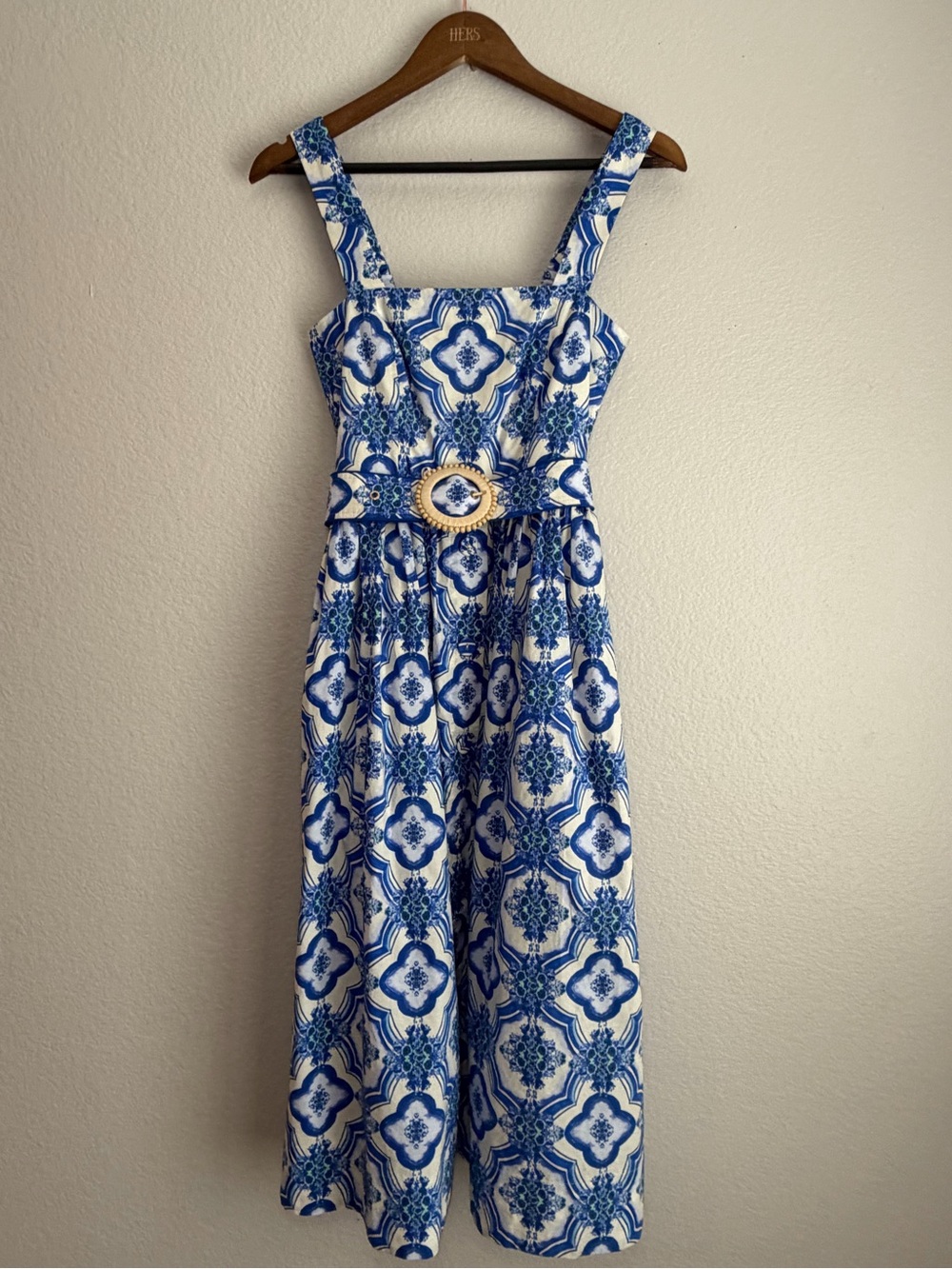 Cara Cara Candace Cotton Belted Midi Dress Mediterranean Coastal | XS - Picture 2 of 9